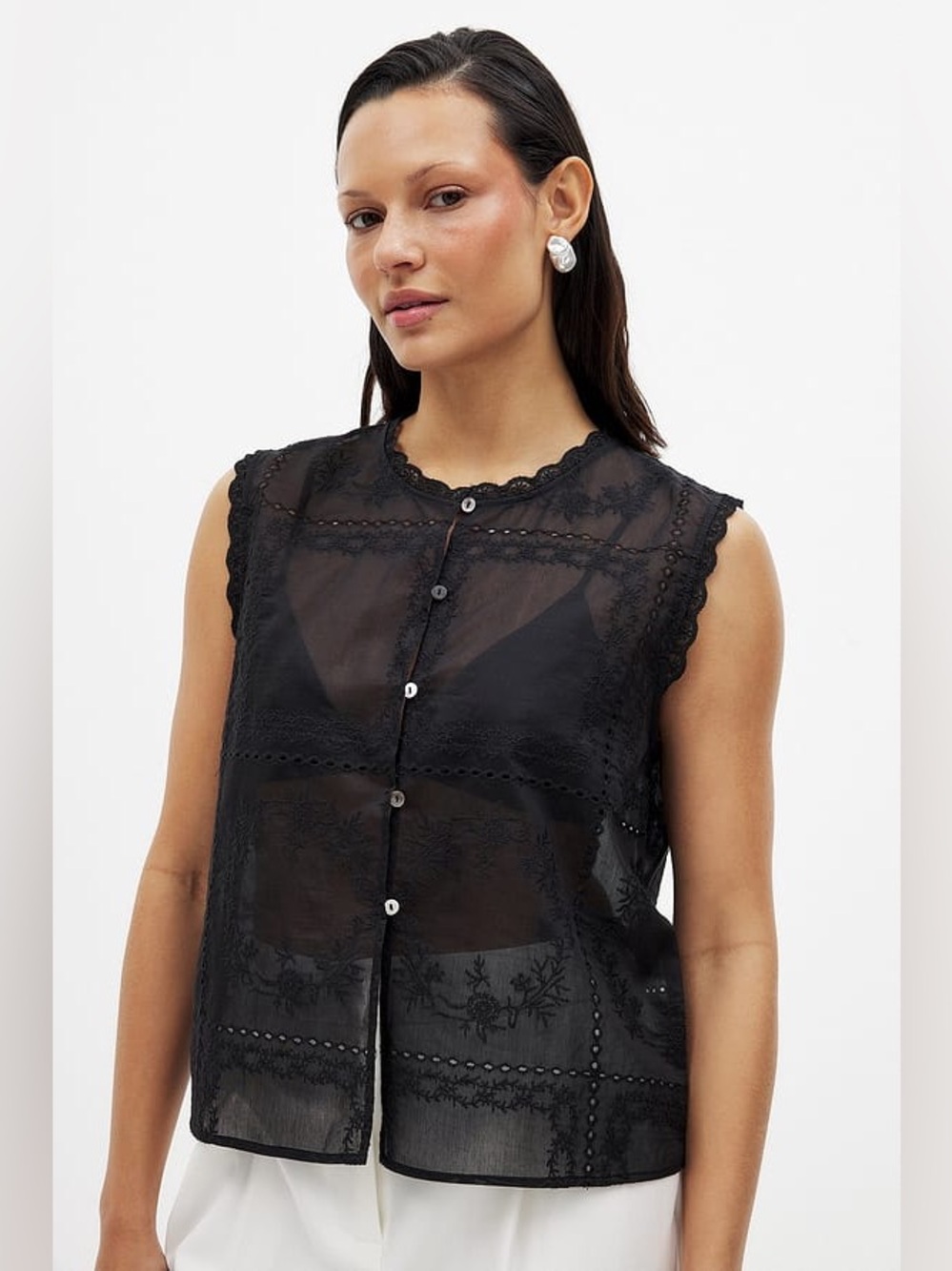 NA-KD NWT Embroidered Lace Vest. Medium Size 38